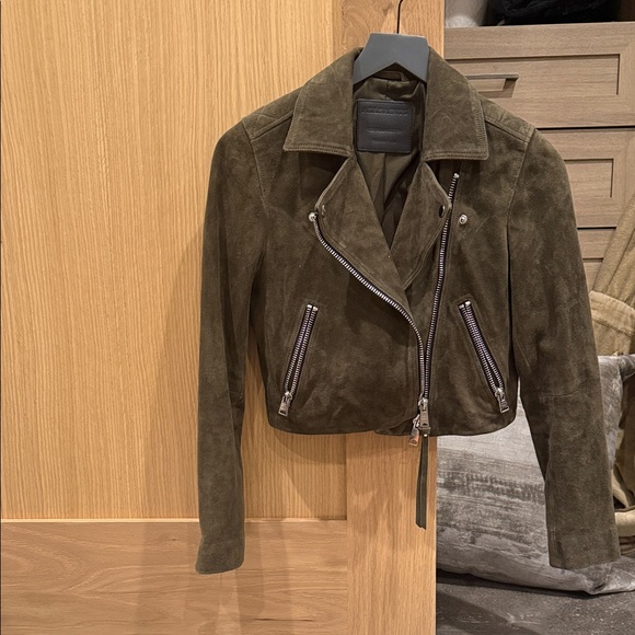 All Saints Jackets & Blazers - AllSaints Olive Suede Biker Jacket